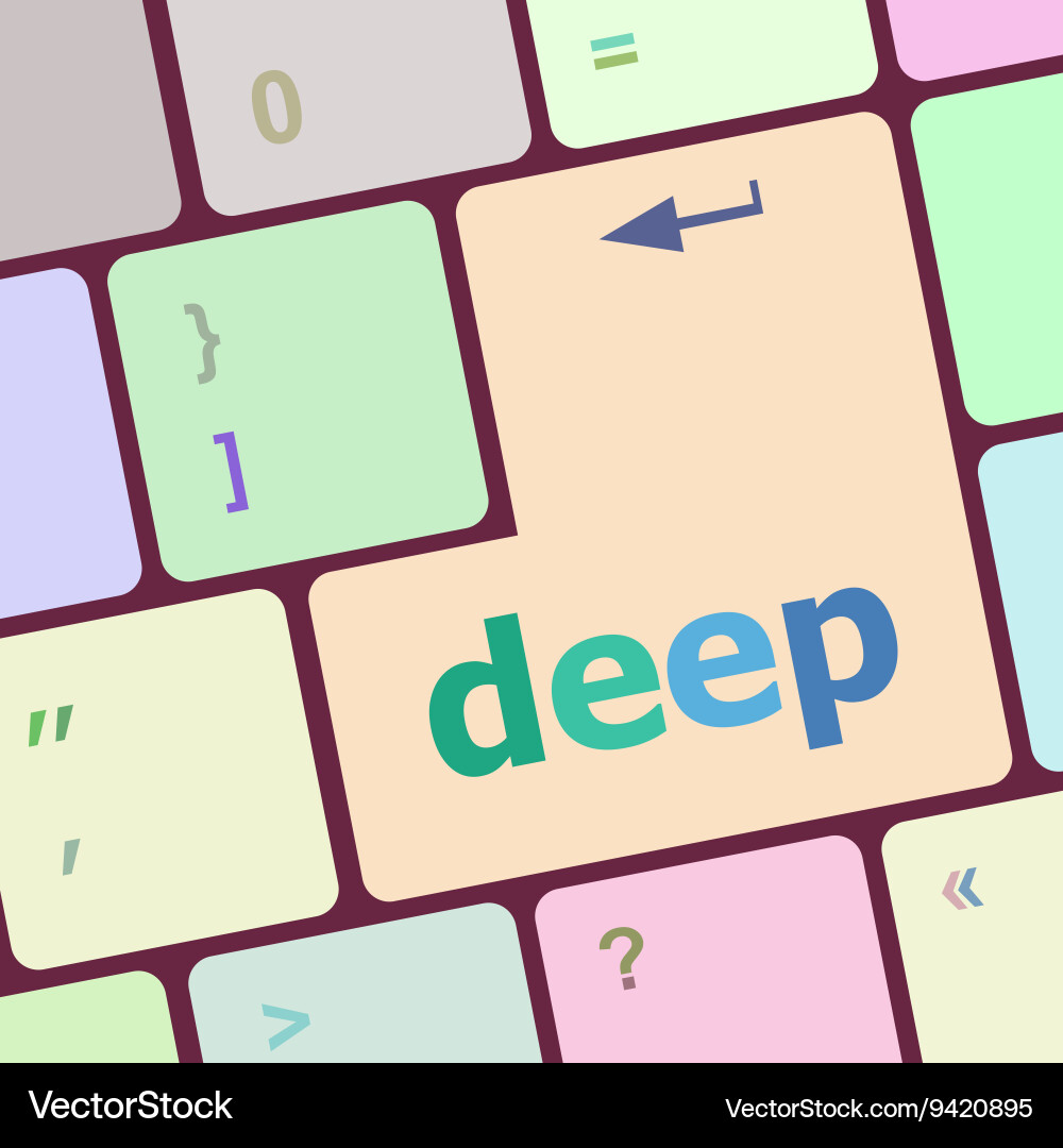 Deep word on keyboard key notebook computer Vector Image