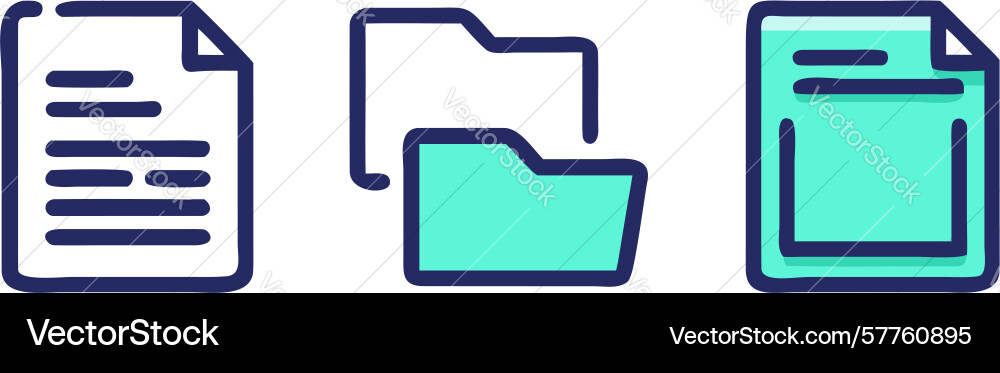 Digital files folders data management icons vector image