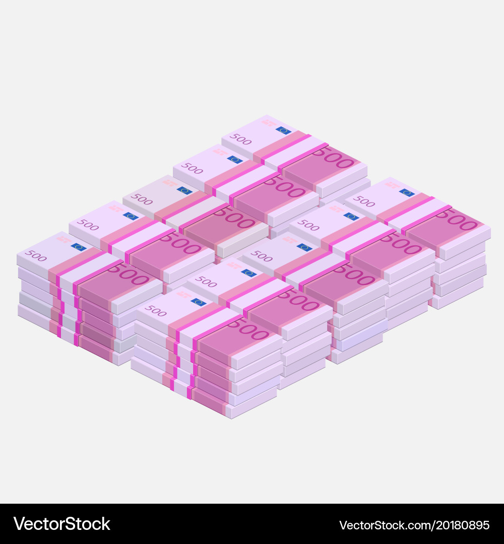 Euros money stack Royalty Free Vector Image - VectorStock
