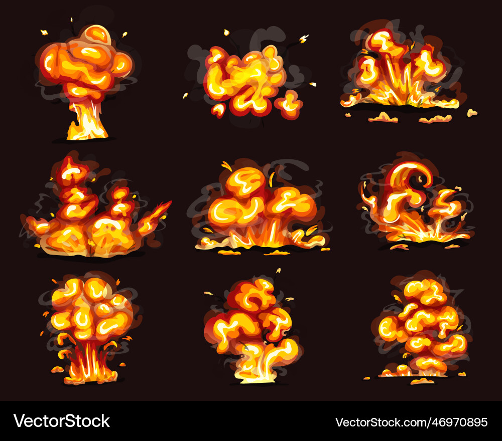 Fire explosion ui animation Fire explosion ui animation vector image