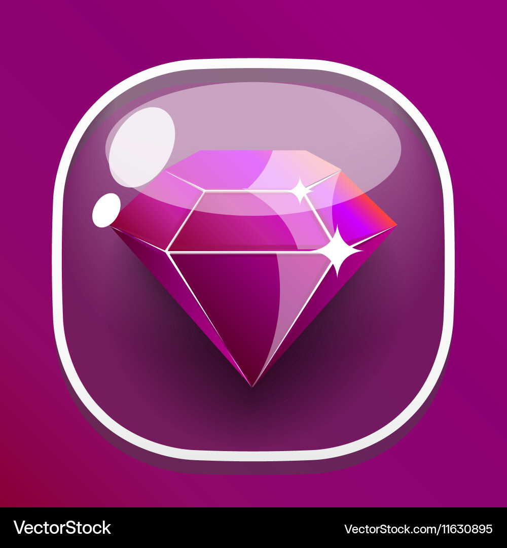 Glass button diamond for game interface Vector Image