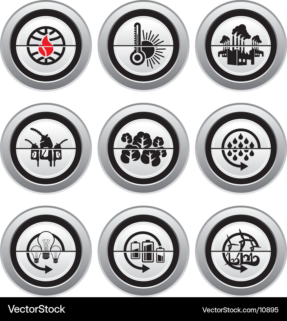 Global Warming Flip Clock Icon Set Vector Image