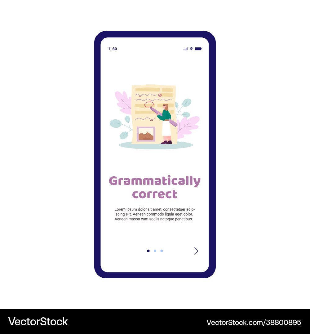 Grammar correction and text editor mobile app Grammar correction and text editor mobile app vector image