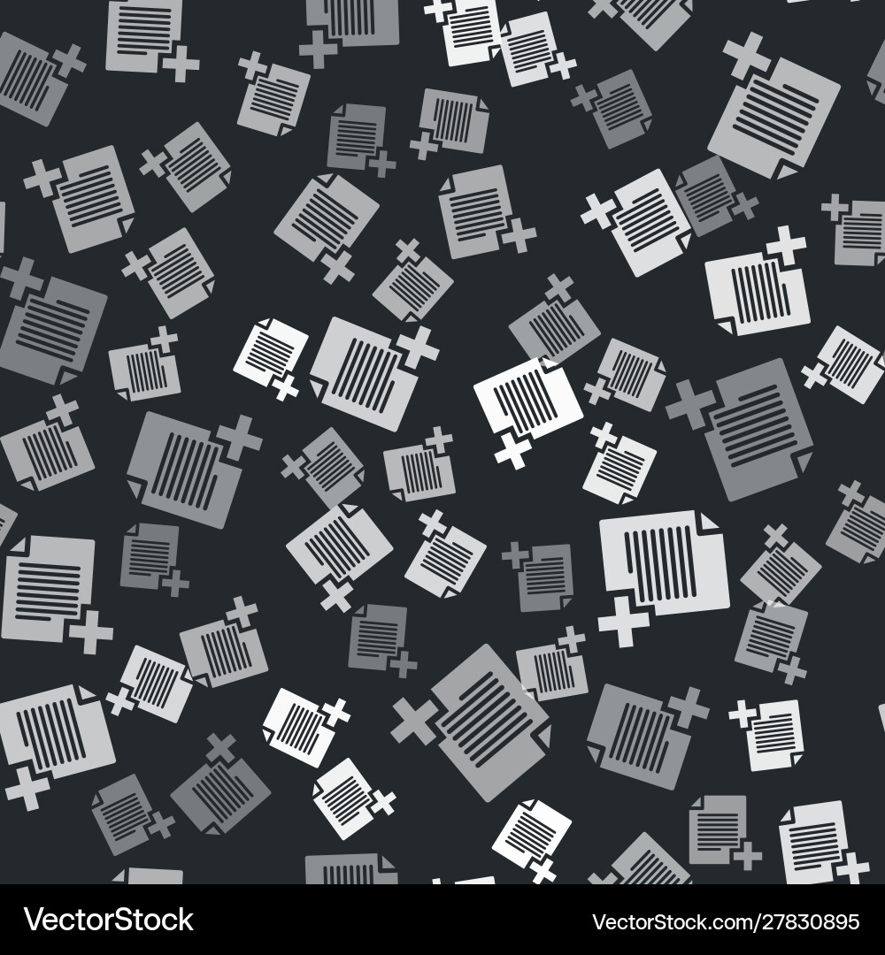 Grey add new file icon isolated seamless pattern Grey add new file icon isolated seamless pattern vector image