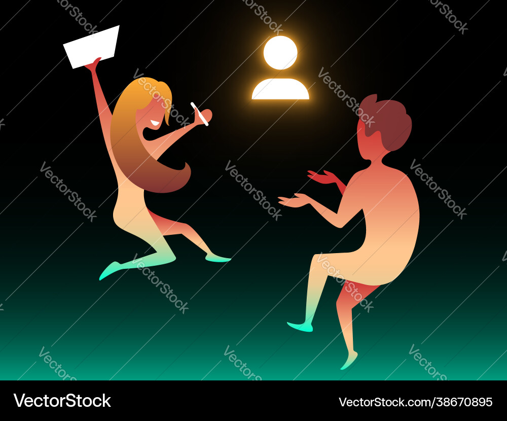 Job interview composition in gradient Vector Image