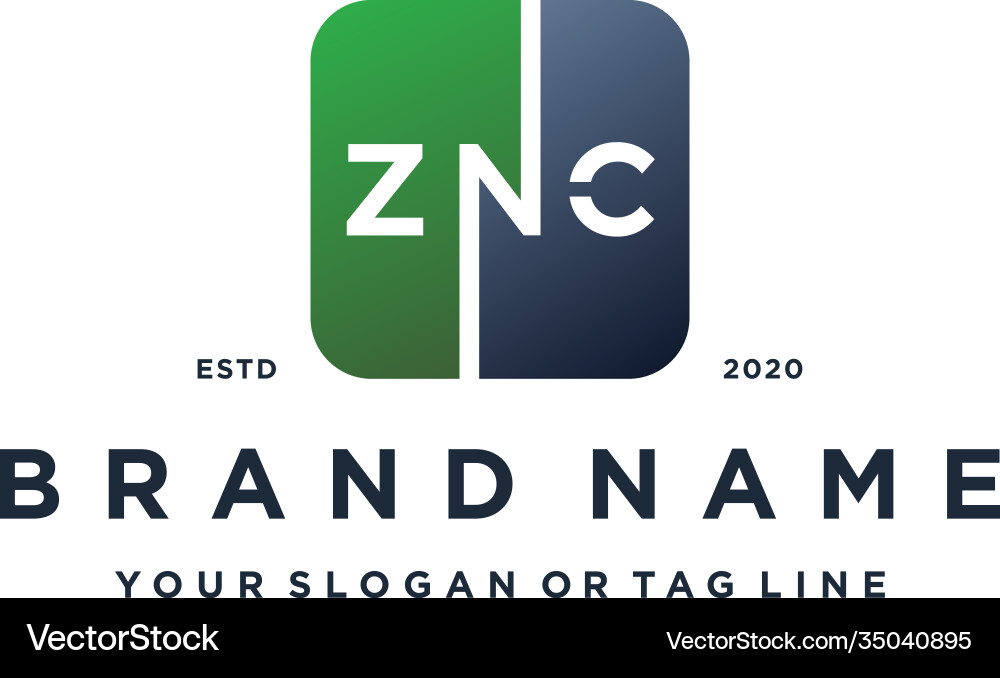 Letter znc rounded square gradient color logo Vector Image