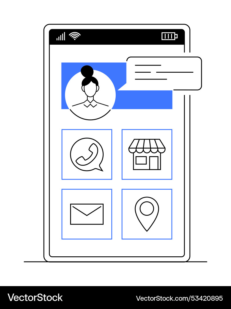 Mobile phone interface with user avatar message Mobile phone interface with user avatar message vector image