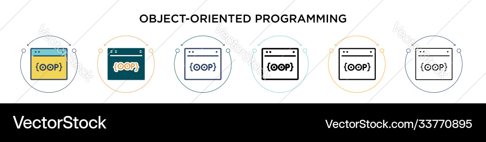 Objektorientiertes Programmiersymbol in gefülltem Dünn Objektorientiertes Programmiersymbol in gefülltem Dünn vektorbild
