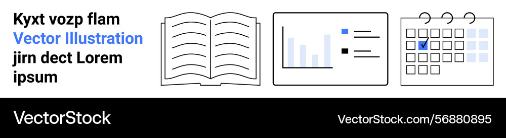 Open book data charts and calendar representing Vector Image