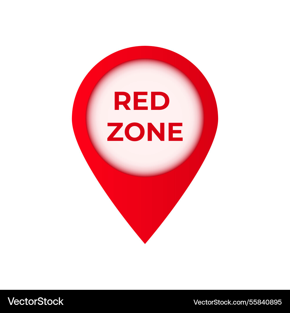 Red zone location marker with bold text vector image