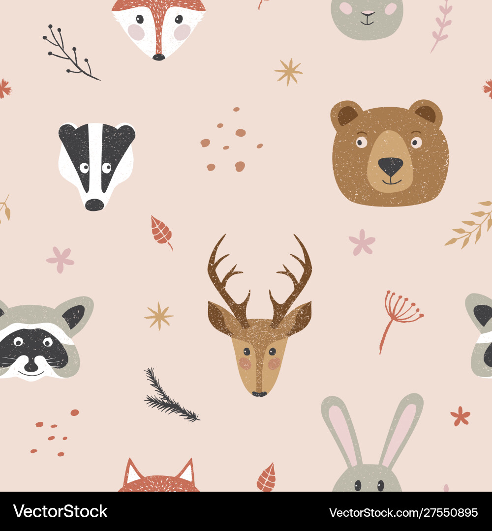 Seamless background with forest animals Royalty Free Vector