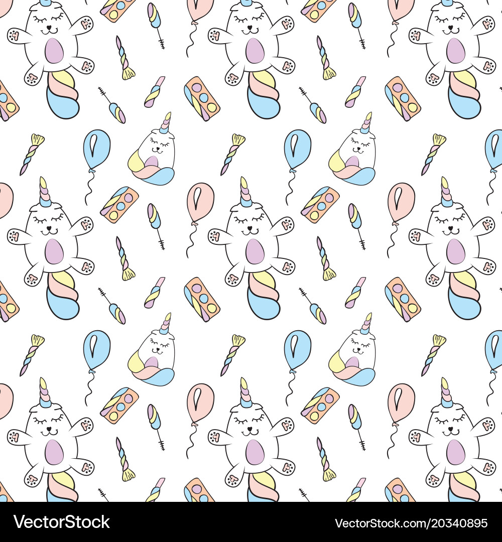 Seamless pattern with unicorn cats vector image