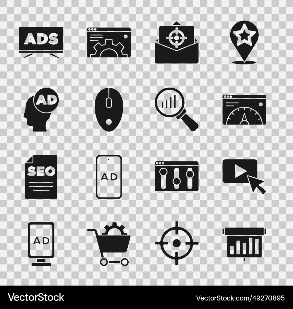 Set board with graph chart advertising website Set board with graph chart advertising website vector image