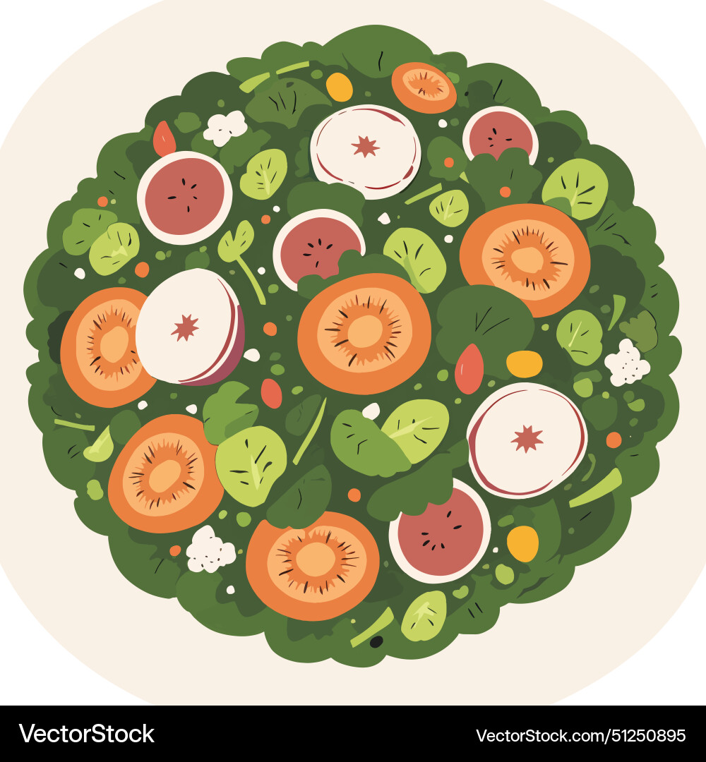 Vegetable salad in cartoon style Royalty Free Vector Image