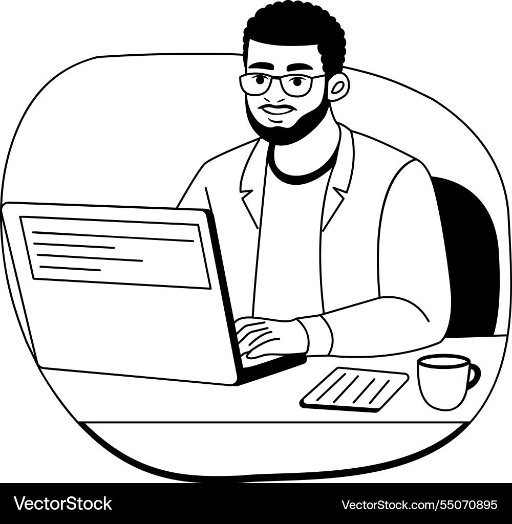 Web developer in a glyph style vector image