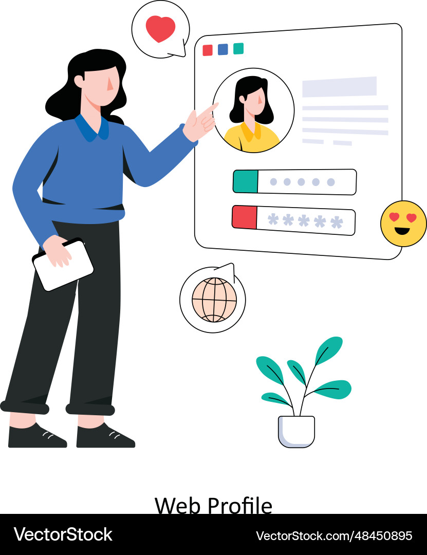 Web profile flat style design Vector Image