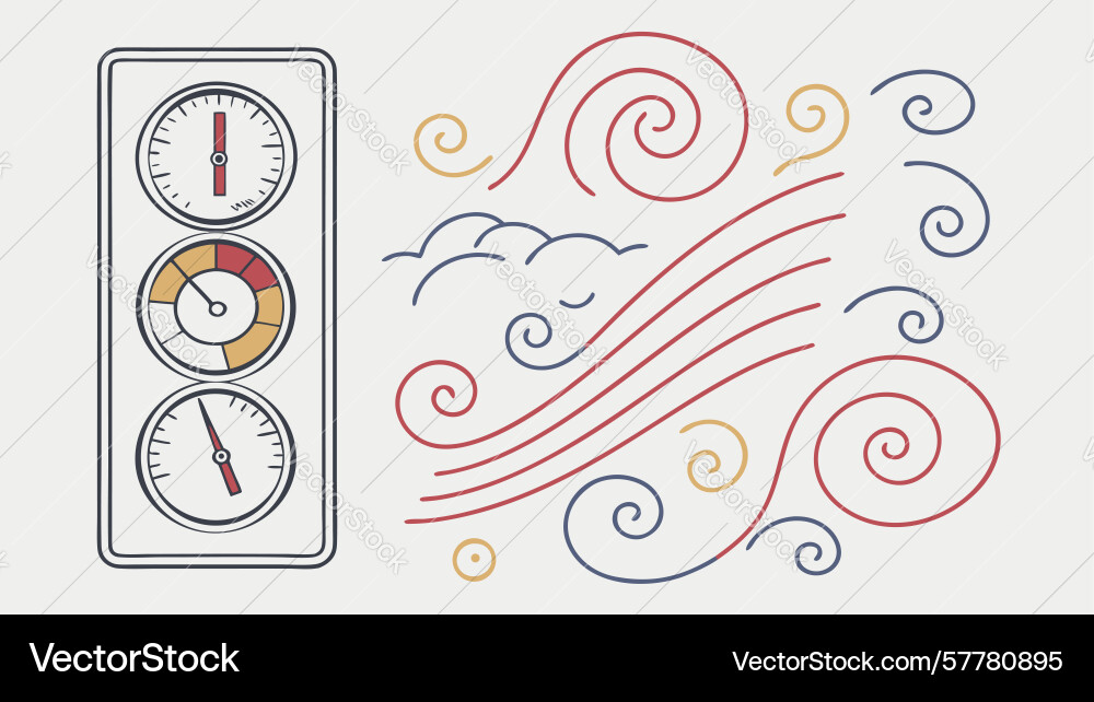 Wind patterns and traffic signals symbolizing vector image