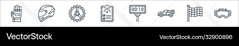 Auto racing line icons linear set quality Auto racing line icons linear set quality vector image