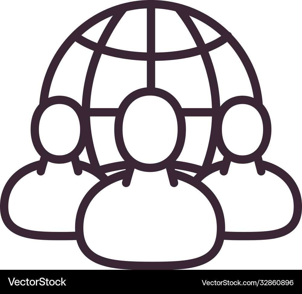 Avatars with global sphere line style icon Vector Image