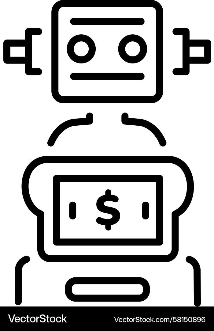 Banking Robot Icon - AI Automation Vector Image