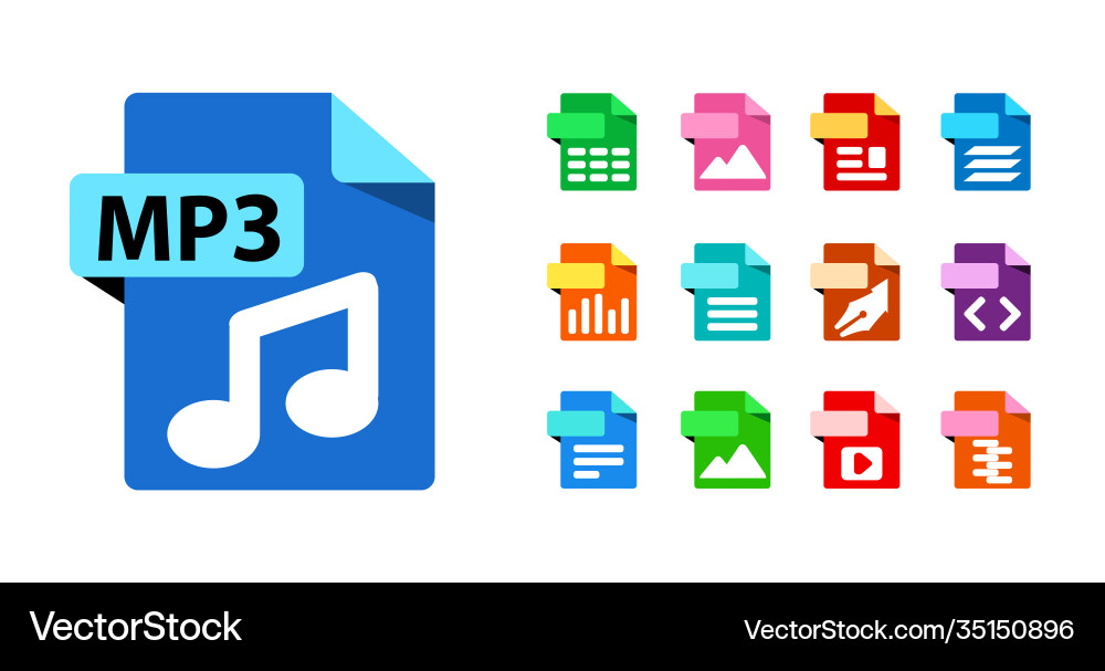 Big collection icons file format Vector Image