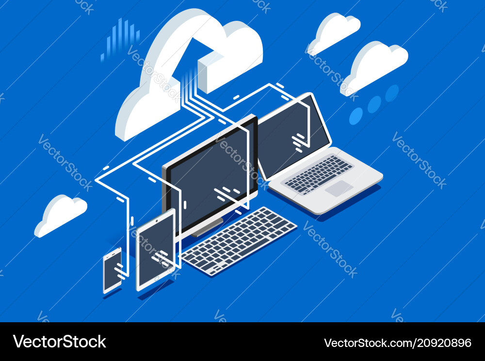 Cloud Data Upload & Storage vector image