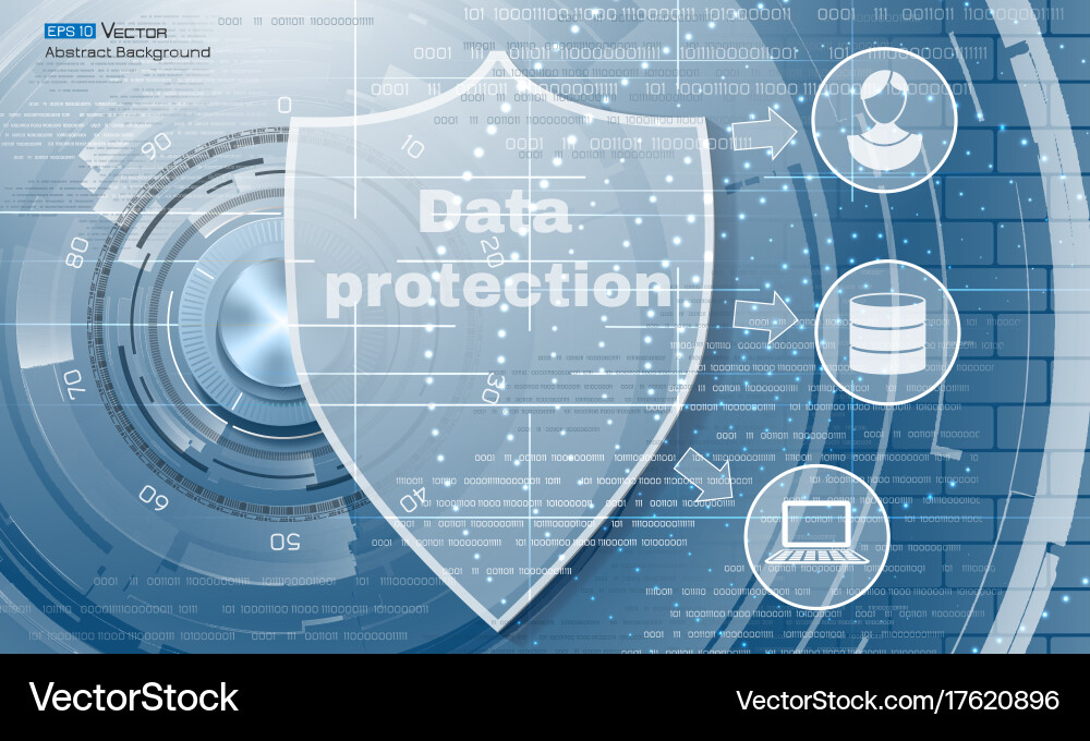 Data protection abstract background with shield vector image
