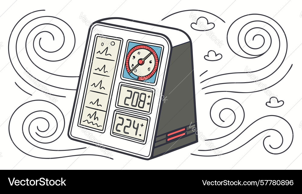 Digital thermometer displaying weather indicating Vector Image