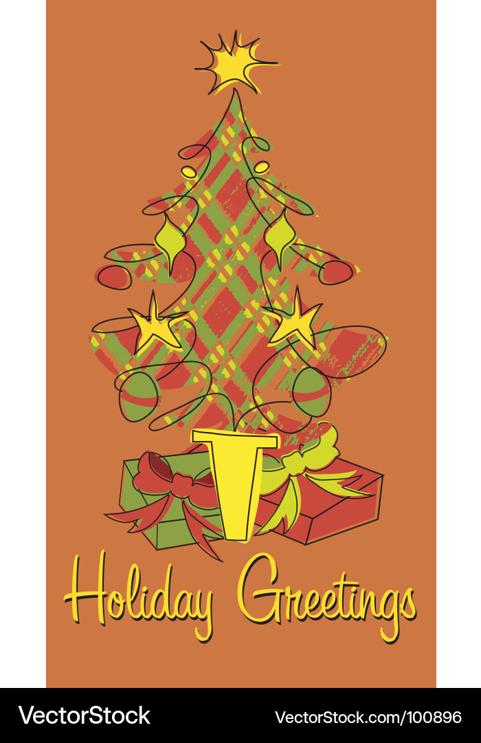 Festive Plaid Christmas Tree Vector Image