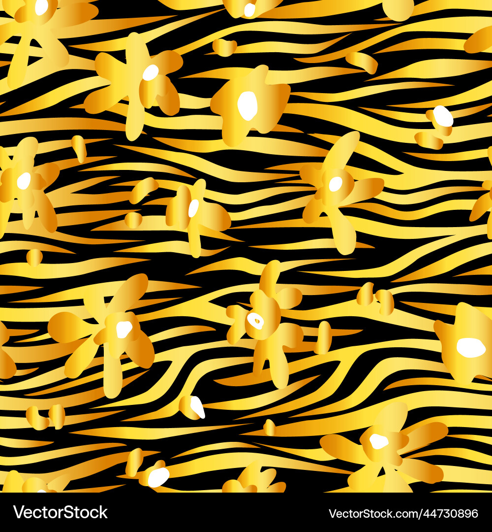 Golden zebra seamless pattern with abstract Vector Image