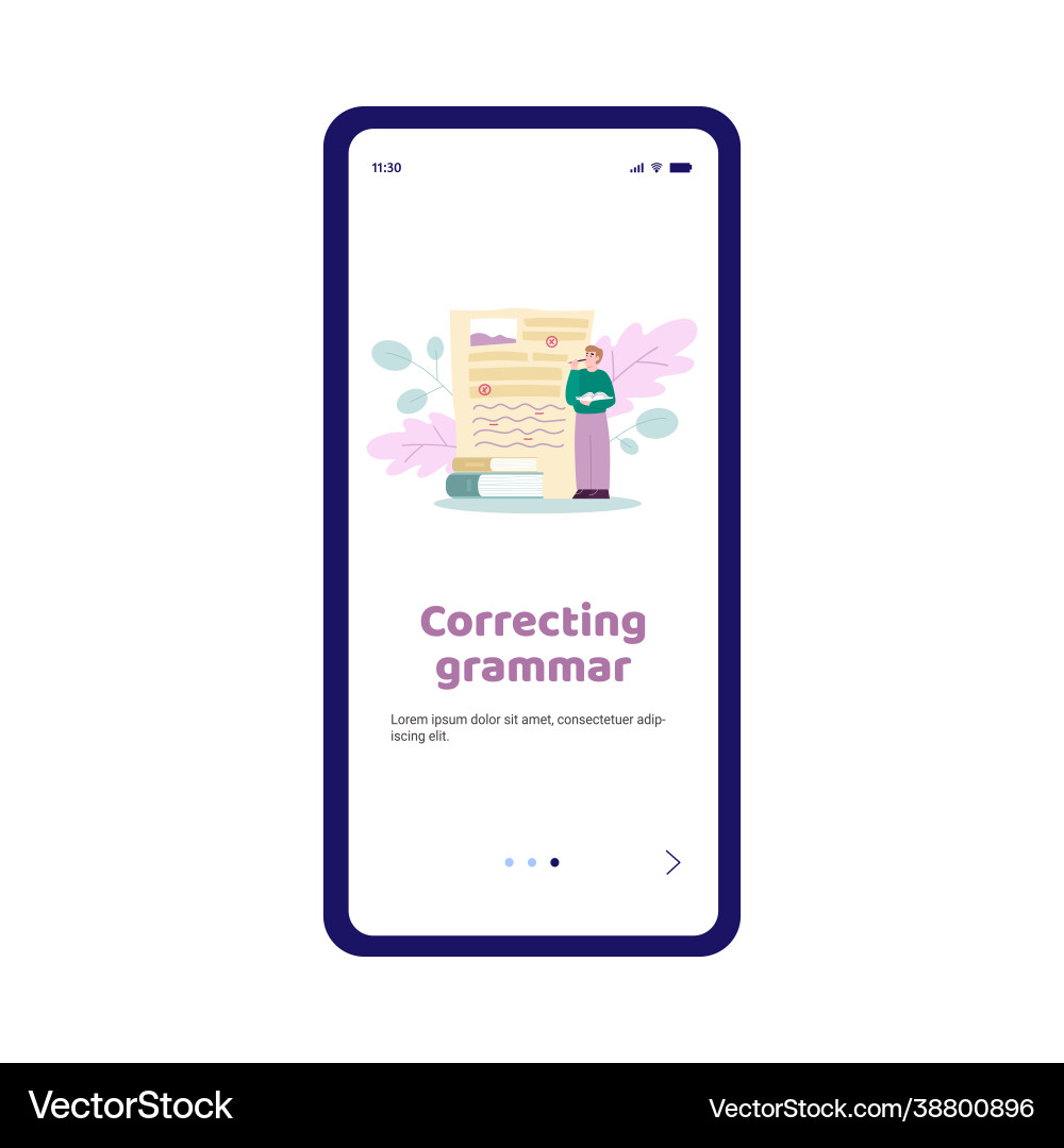Grammar correction and spells editor app screen Grammar correction and spells editor app screen Vector Image