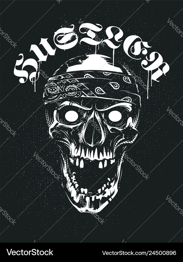 Grunge Skull with Hustler Typography vector image