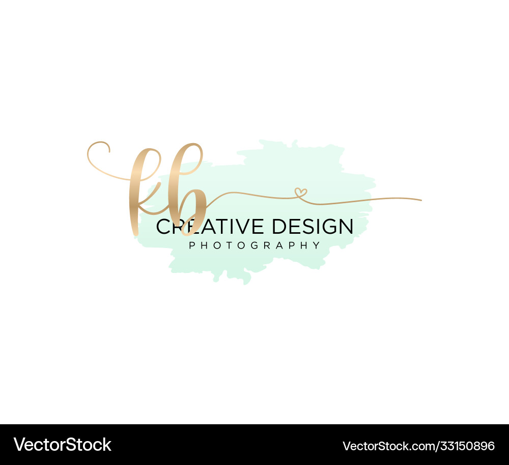 Initial kb handwriting logo with brush template Vector Image
