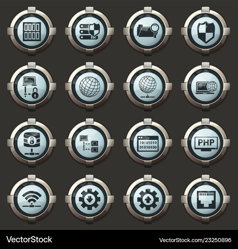 Internet server network icons set vector image