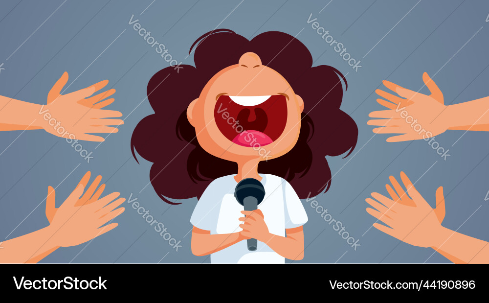 Kleine Mädchen singen empfangen applause Cartoon Kleine Mädchen singen empfangen applause Cartoon vektorbild