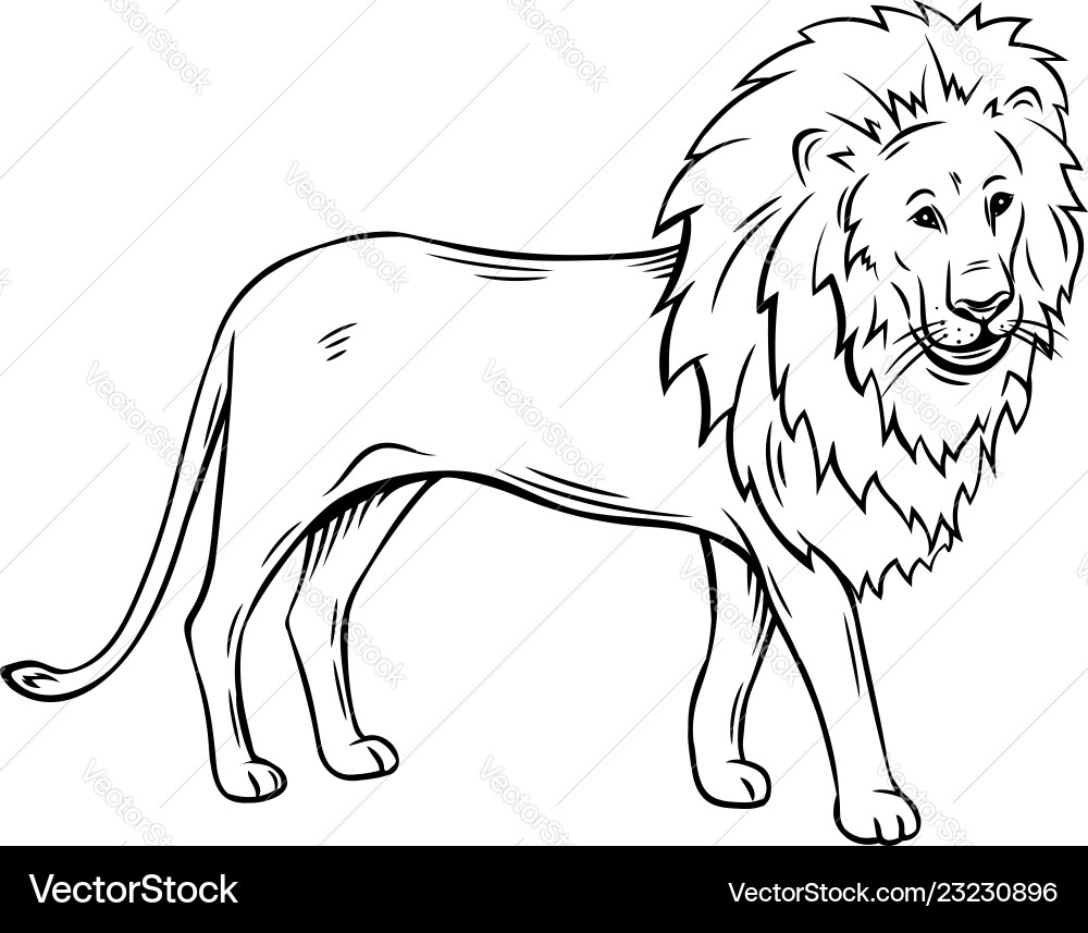 Lion Outline Icon - Black and White vector image