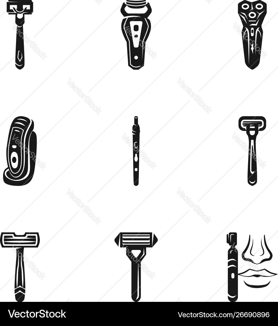 Man shaver icon set simple style Vector Image