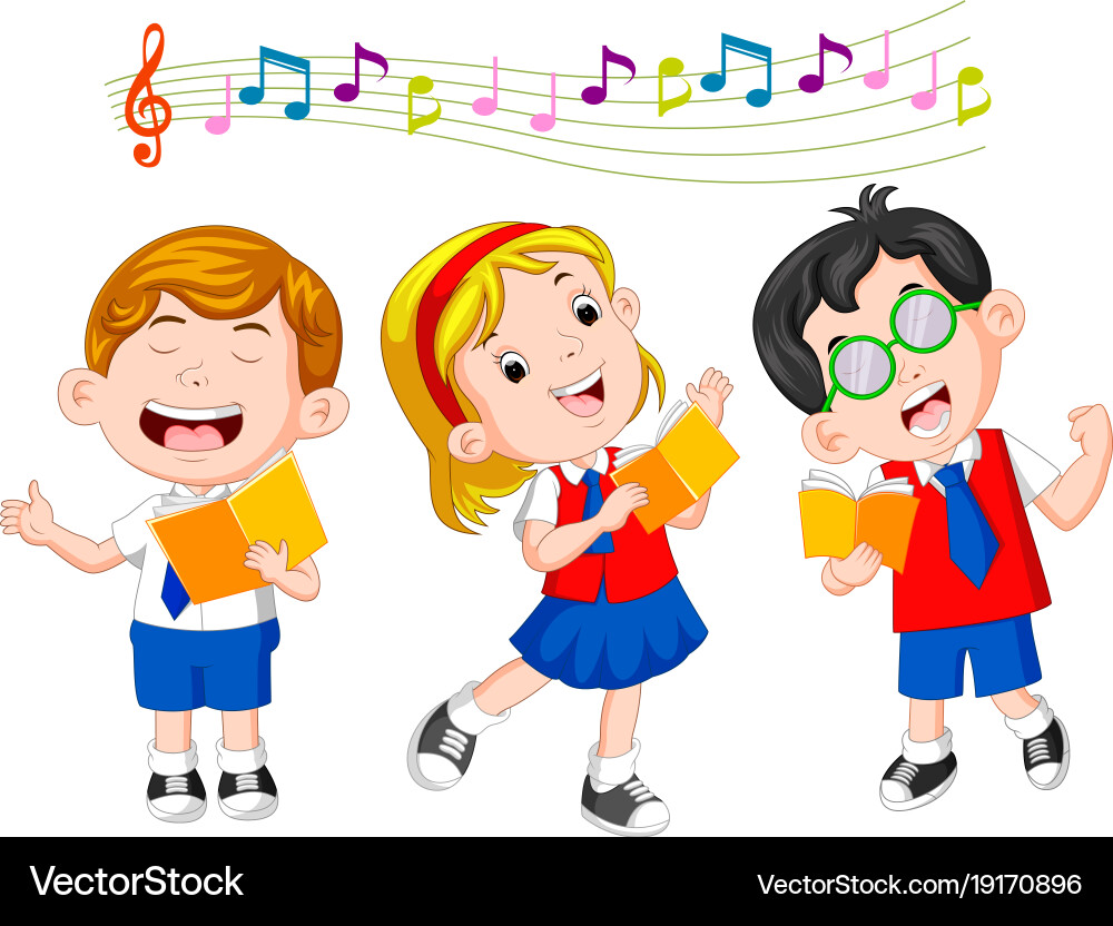 School children singing – Royalty-Free Vector | VectorStock, image size:1000x832