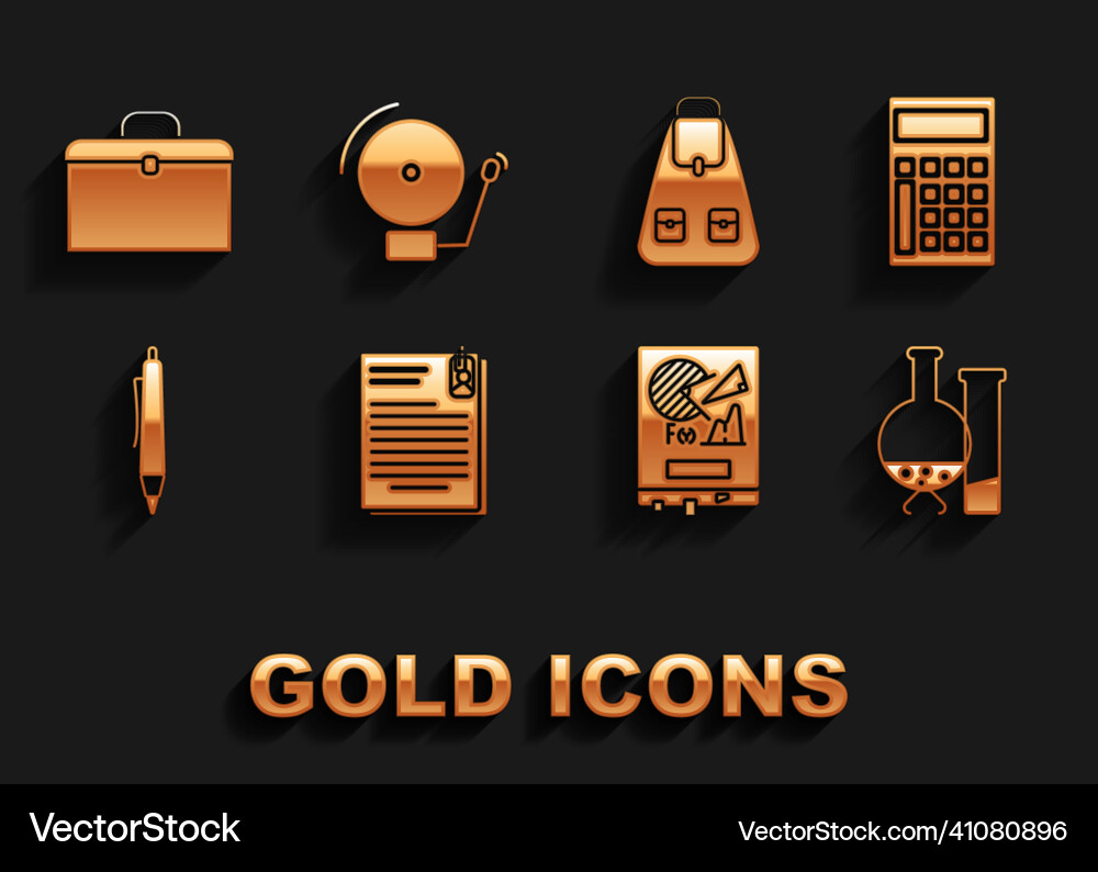 Set file document and paper clip calculator test Set file document and paper clip calculator test vector image