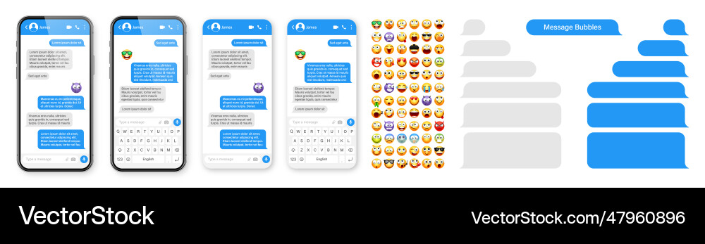 Smartphone messaging app user interface design Smartphone messaging app user interface design vector image