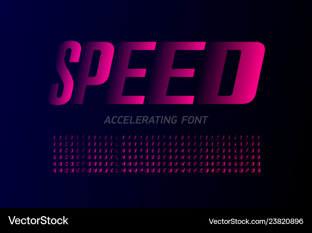 Speed Font Set - Accelerating Style vector image