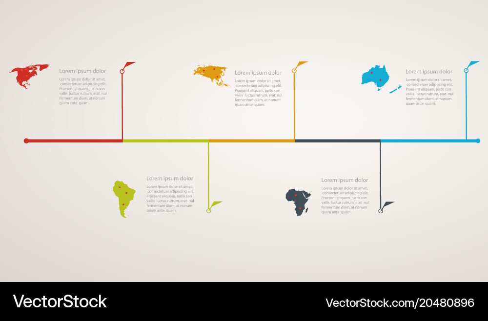 Structure timeline with world map vector image