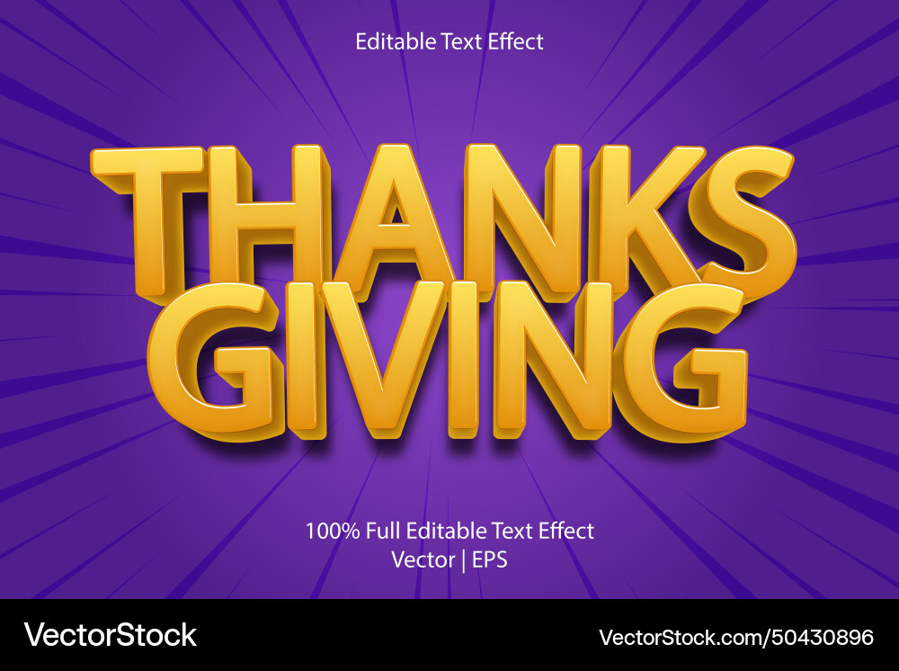 Thanksgiving editable text effect cartoon style Thanksgiving editable text effect cartoon style vector image