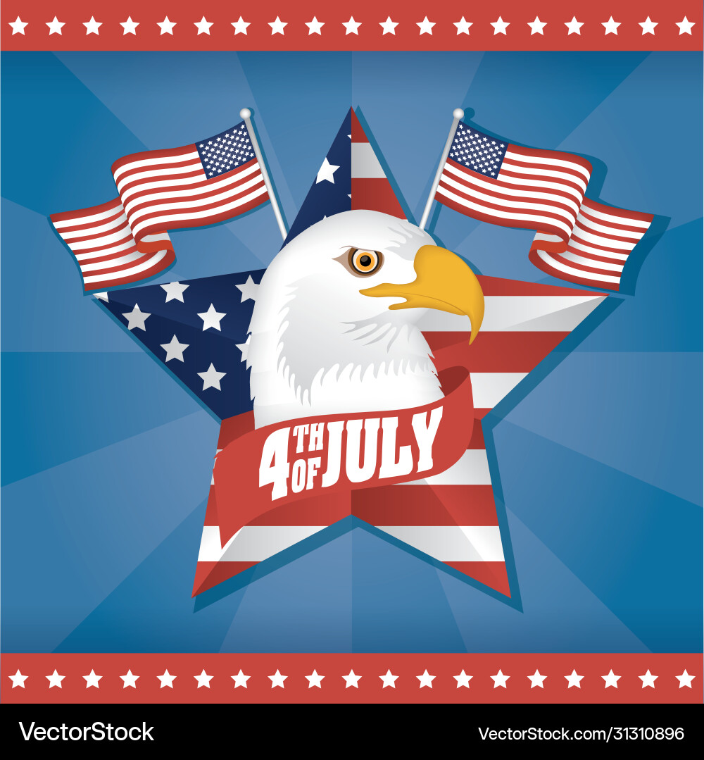 Usa Unabhängigkeitstag mit Flagge und Adler Usa Unabhängigkeitstag mit Flagge und Adler vektorbild