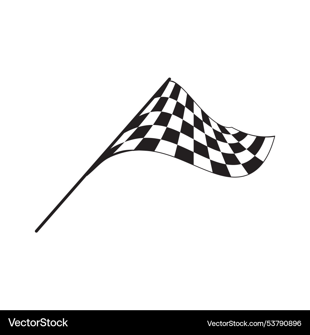 Winding race flag with checkered pattern start Winding race flag with checkered pattern start vector image