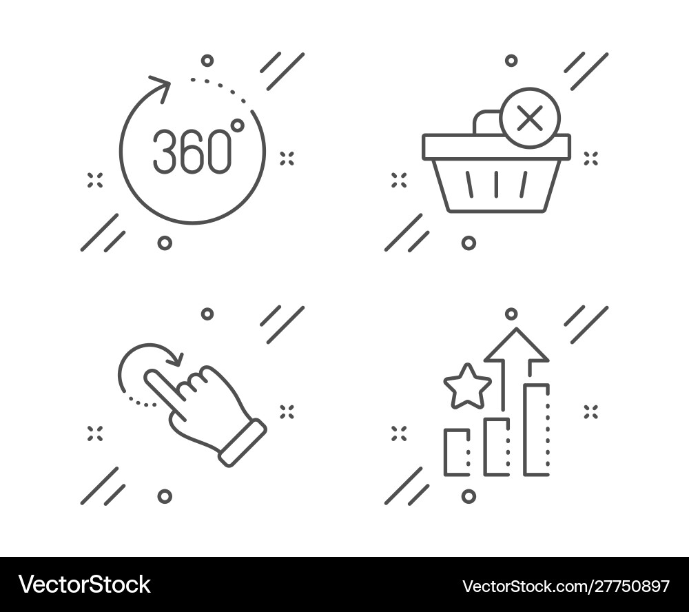 360 degrees rotation gesture and delete purchase 360 degrees rotation gesture and delete purchase vector image