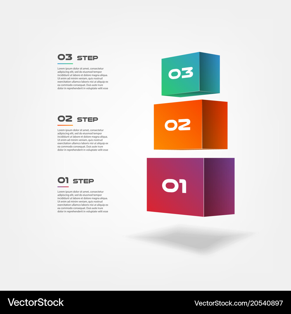 3d blocks infographics step by element vector image