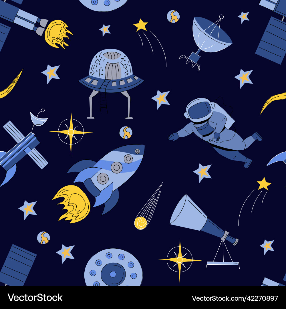 Abstract seamless pattern of an astronaut Abstract seamless pattern of an astronaut Vector Image