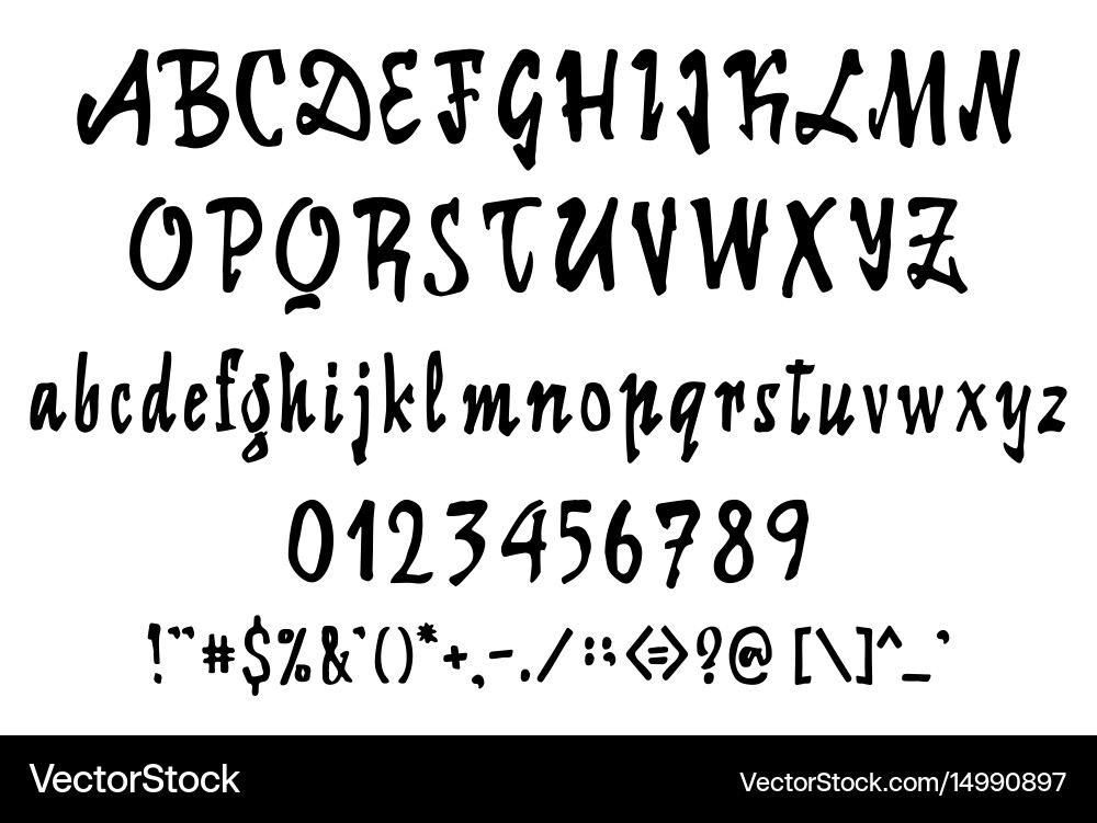 Alphabet unique custom characters hand vector image