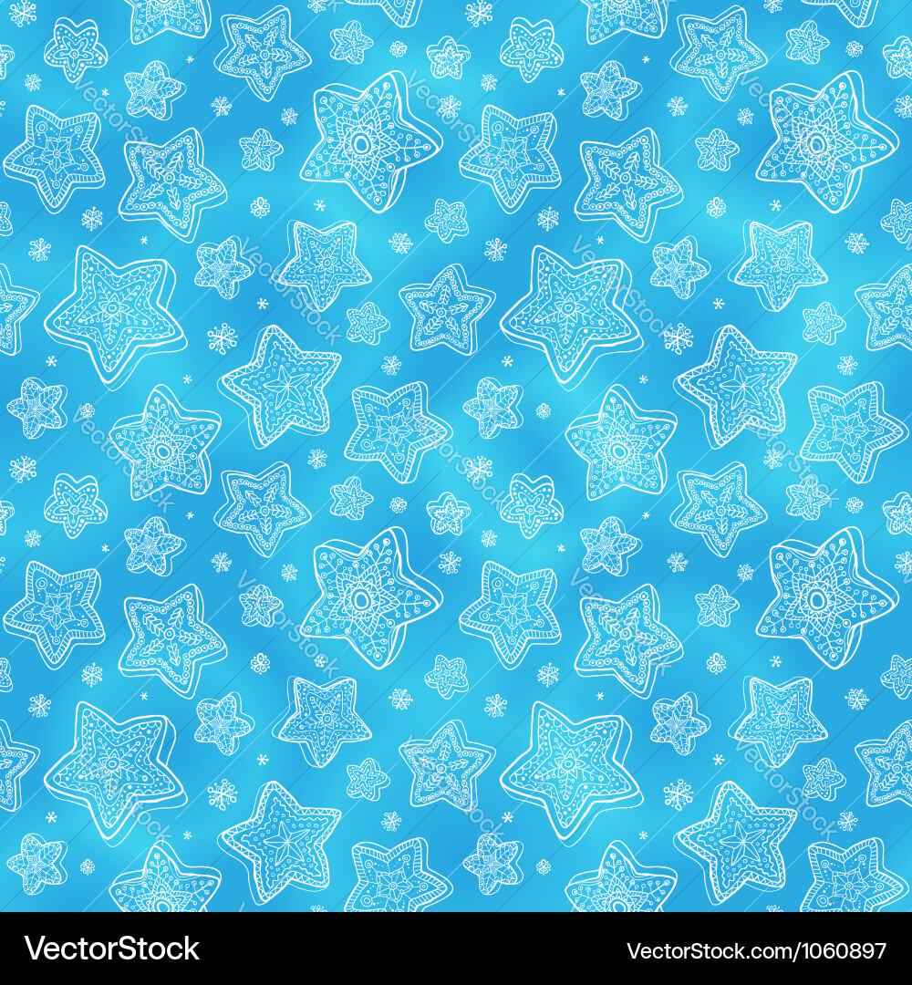Blue Snowflake Pattern - Winter Seamless Vector Image